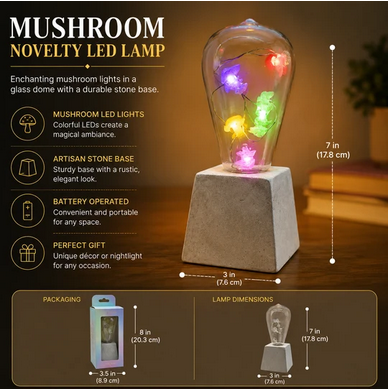 Mushroom Novelty LED Lamp with Artisan Stone Base - Gallery 4
