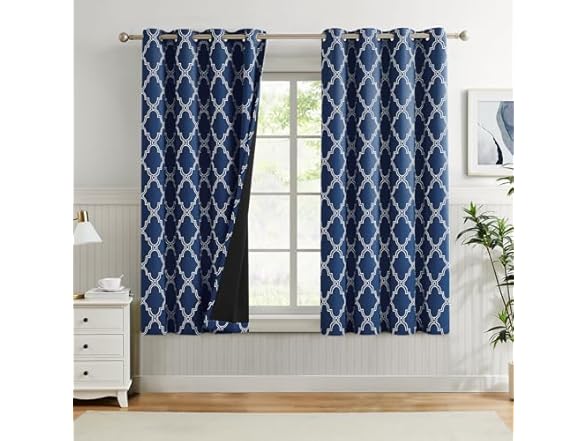 Melodieux Navy Blackout Curtain 2Pk 52"x63"