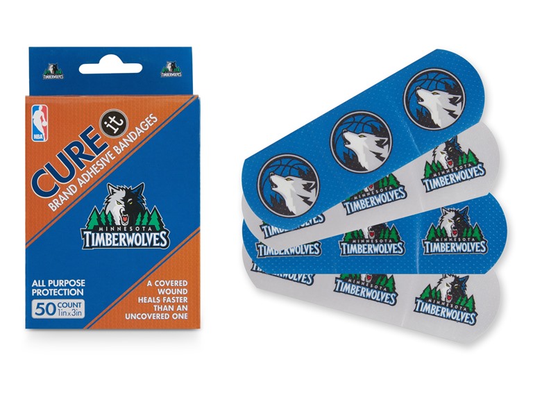 CURE IT  TRX-NBA-MINTIMB 10-Pack / 500ct 500ct NBA Team Adhesive Bandages  Minnesota Timberwolves