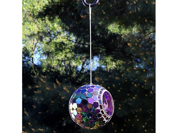 Sunnydaze 6-Inch Glass Mosaic Hanging Bird Feeder