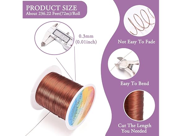 Pandahall 236 Feet Tarnish Resistant Copper
