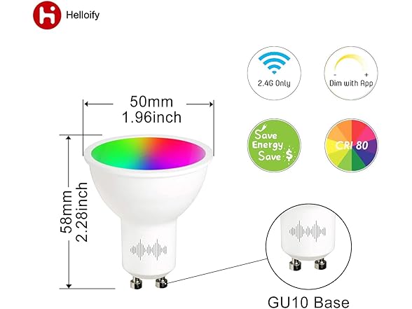 helloify GU10 LED Smart, 2 Pk