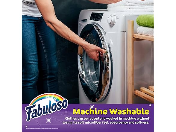 8CT Fabuloso Microfiber Cleaning Cloths, Rainbow