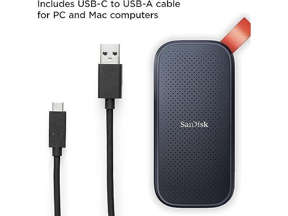 SANDISK 2TB Portable SSD - Up to 800MB/s, USB-C, USB 3.2 Gen 2, Updated Firmware - External Solid State Drive - SDSSDE30-2T00-G26 (Open Box)