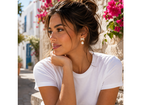 Safron 18K Gold Plated Stainless Steel Drop Earrings