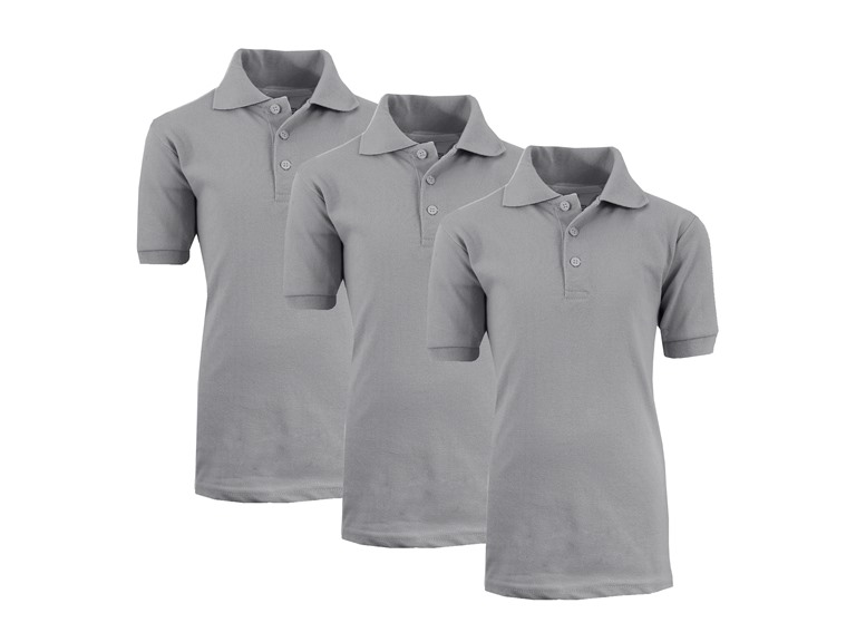 GBH WC-----(3-Pack Boy's Polos) ZBE / HG-HG-HG / 4 4 3PK Boys Short Sleeve School Polo Heather Grey x3