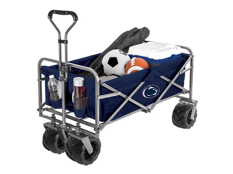 Smart Design Collegiate Heavy-Duty Utility Collapsible Sports Wagon – Heavy Duty Wheels Beach Cart - 20.15 x 35.5 x 22.5 inch - PENN STATE