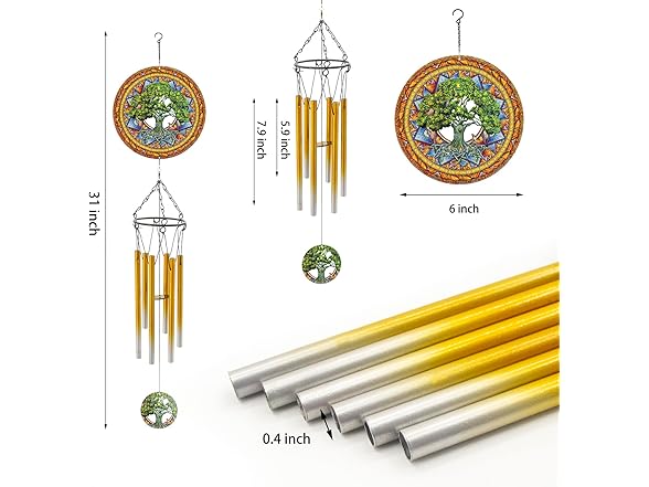 DKJOCKY Wind Chimes with Tree of Life