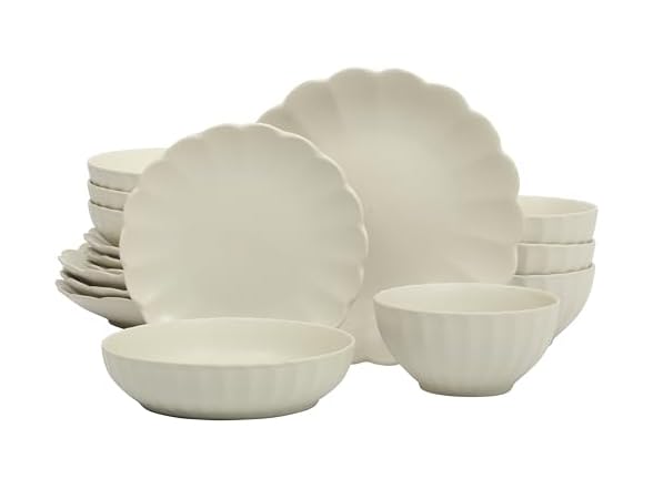 Gibson Elite Malibu Shore 16 Piece Scalloped Edge Stoneware