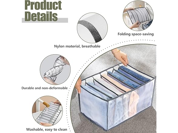 TOOVREN Wardrobe Clothes Organizer, 4PCS, Gray