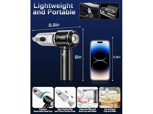 Abcsolt 18000Pa Car Vacuum Cleaner