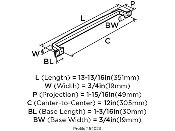 Amerock Westerly Pull, 12", Nickel