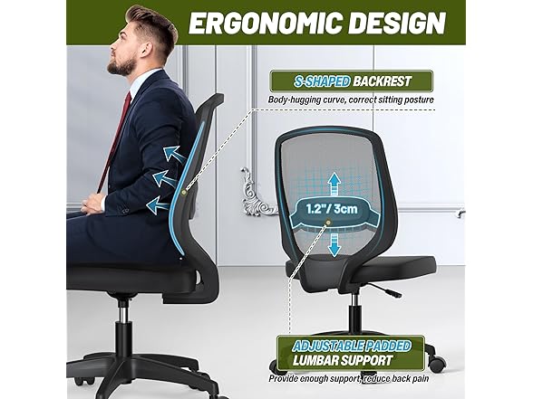KIZECK Armless Mesh Home Office Chair