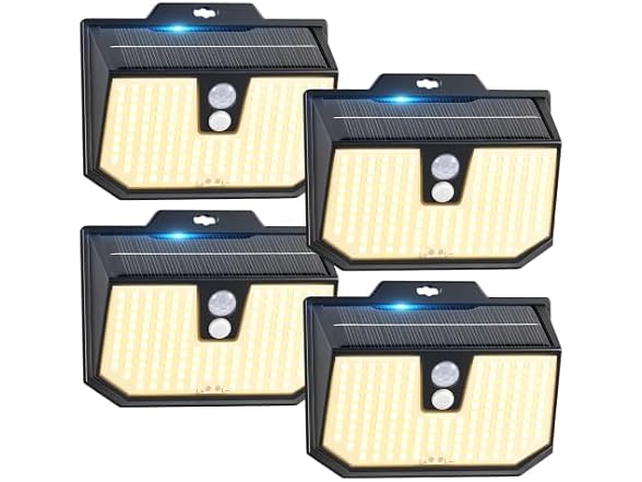 Brightever 4 Packs Solar Outdoor Motion Sensor Lights with 3 Lighting Modes
