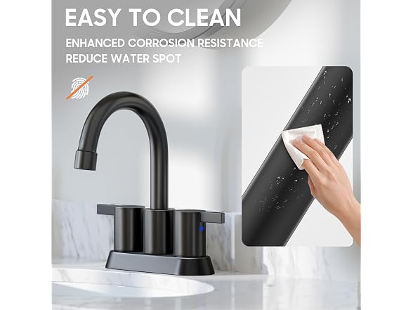 4 Inch 2 Handle Centerset Matte Black Faucet