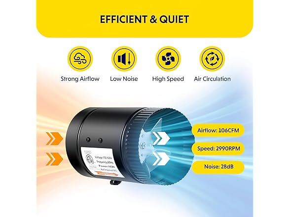 Simple Deluxe 4" Inline Booster Duct Fan