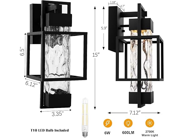 PARTPHONER Outdoor Wall Light 1 Pack
