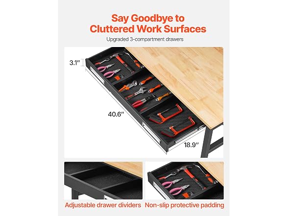 48-inch Workbench, 1500 lbs Load Capacity