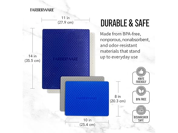 Farberware Flexible Kitchen Cutting Mat 4PC Set
