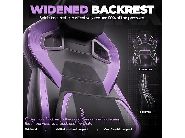 Dowinx Big and Tall Gaming Chair, Dark Purple