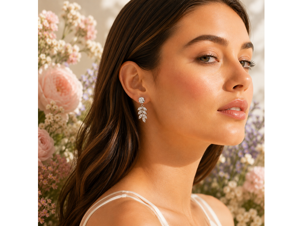 Silver CZ Drop Earrings