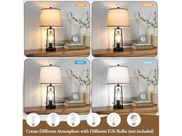 Brightever Table Lamps with 2 USB Ports