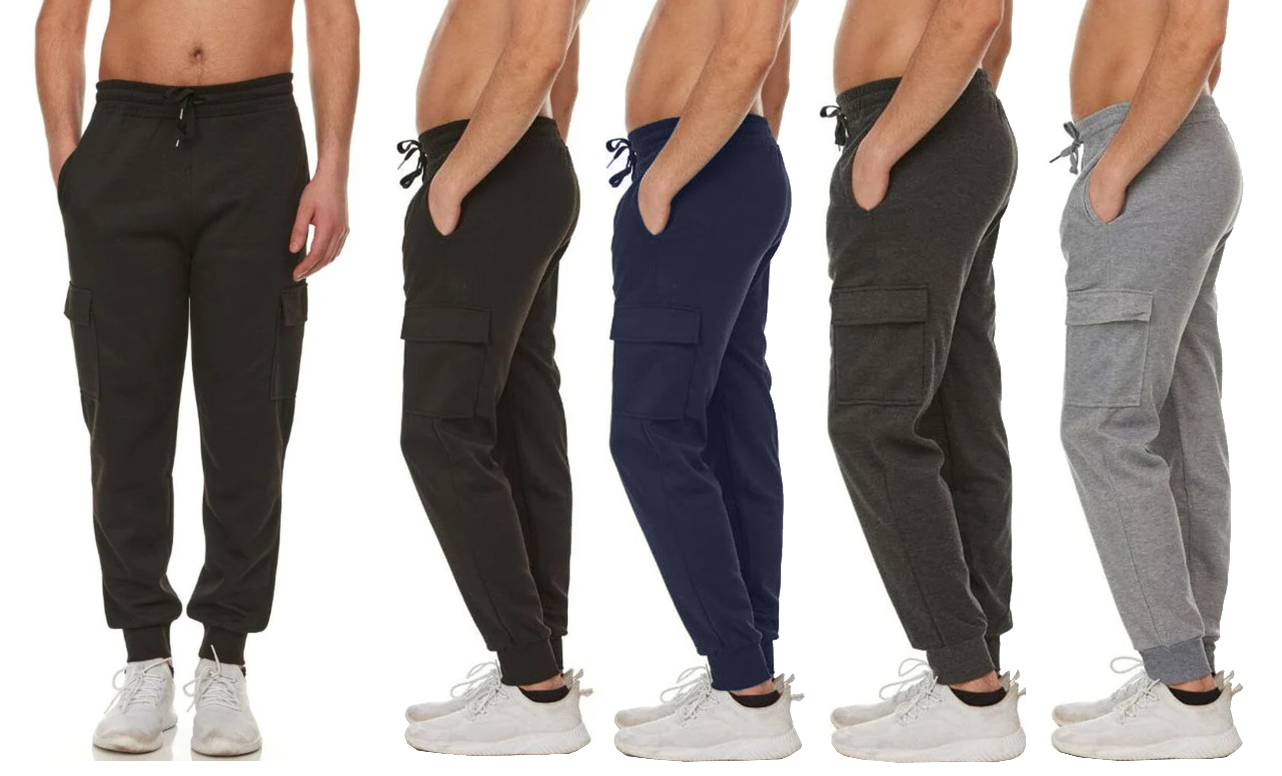 3Pk Men's Fleece-Lined Cargo Joggers - Gallery 7