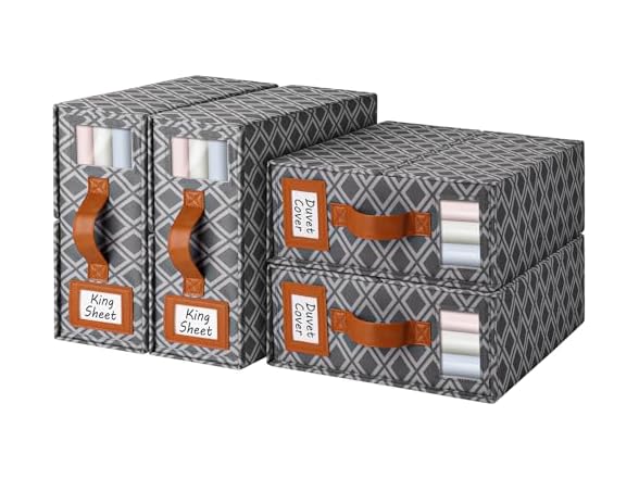 FGNTWP Bed Sheet Organizer 4 Pack Grey