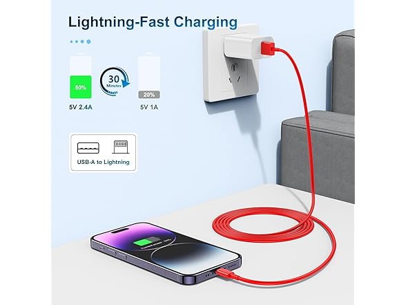 3 Pack Apple MFi Certified Charger