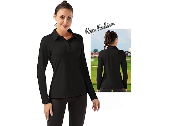 FKEEP Women LS Polo Golf Sport Top
