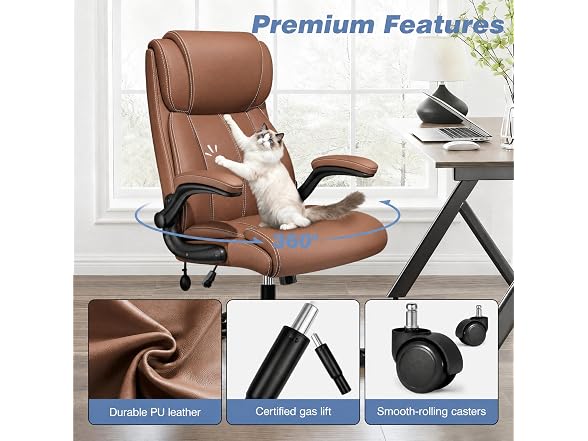 BESTFAIR W0893 Office Chair 001 Brown (Open Box) - Gallery 8