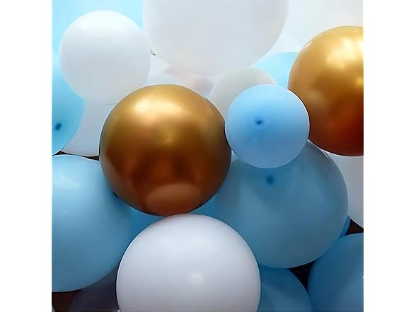 104pcs Baby Blue White Metallic Gold Party Garland