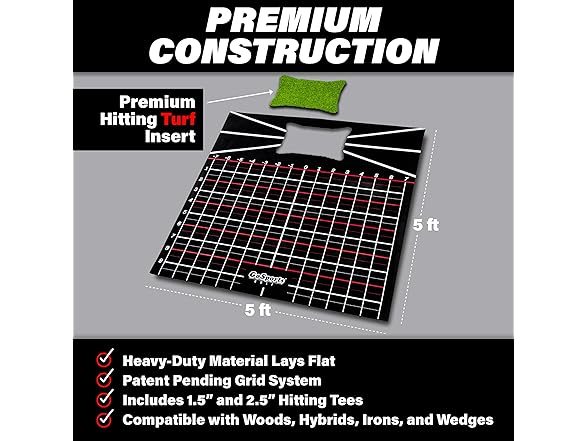 GoSports 5x5 Golf Hitting Mat Fix Slices Hooks