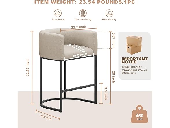 Beige 26" H Counter Height Bar Stools