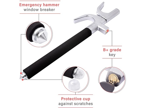 Zone Tech Car Steering Wheel Lock & 3 Keys 3-Pack