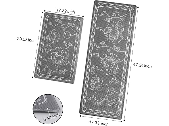 ROTTOGOON Kitchen Floor Mat 2Pk Grey