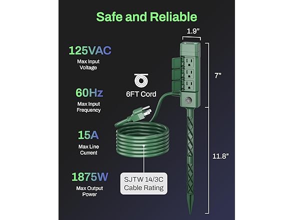 BN-LINK Outdoor Power Stake Timer, 100FT