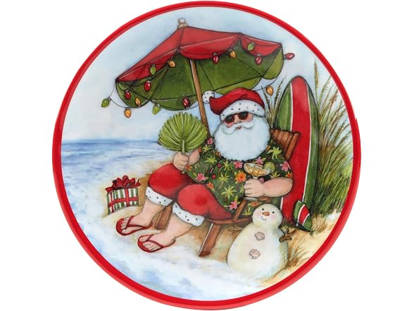  Santa's Wish Melamine 9" Salad/Dessert Plates, Set of 6