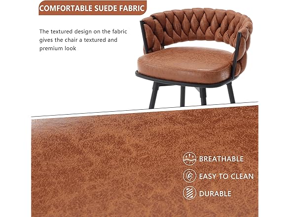 BV Counter Height Bar Stools Set of 2, 26 inch Seat Height Bar Stools, 180° Swivel Barstools with Woven Back and Footrest, Suede Fabric Counter Stools for Kitchen Island, Bar Pub (Open Box)