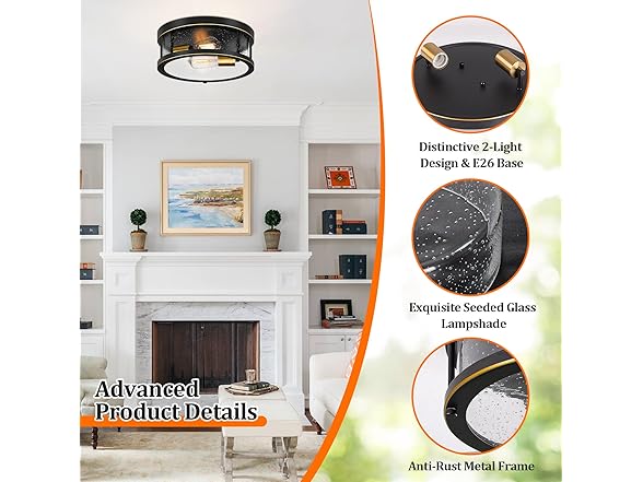 Brightever Flush Mount 2-Light Fixture