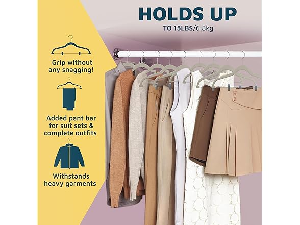 Lifemaster Velvet Skirt Hangers – Pack of 20, Ivory