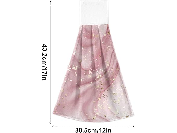 Hand Towel Pink Marble Golden Hanging Tie Towels - 2PK