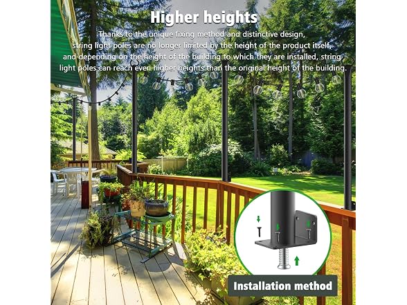 NUERPO 5FT String Light Poles 4-Pack