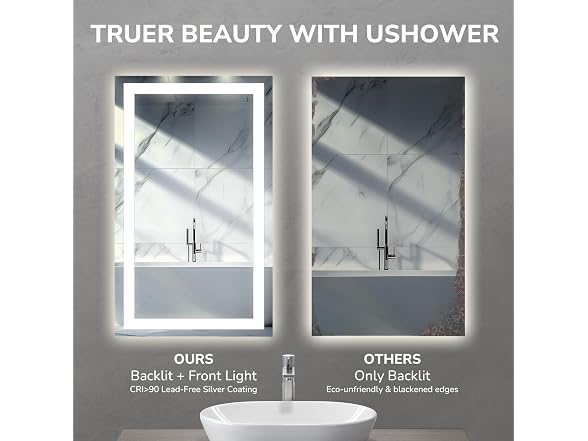 USHOWER LED Bathroom Mirror 48x32 Inch