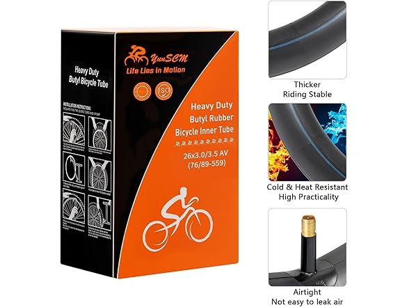 26x3.0 E-Bike Tubes, 2-Pack, Schrader
