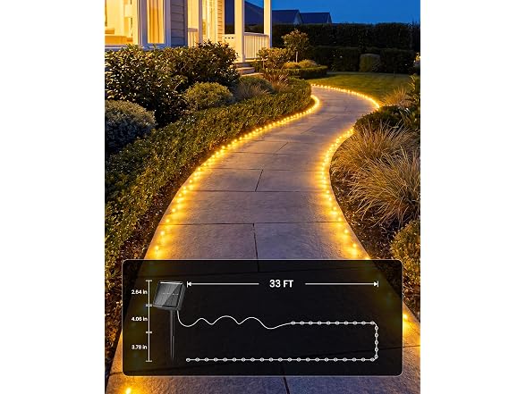Minetom Solar Fairy Lights, 2 Pack Total 66 FT 200 LED Solar String Lights