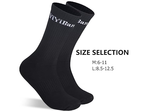 YiYiBan Mens Cotton Socks 3 Pairs 6-11