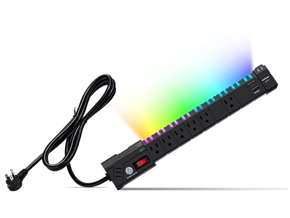 SURGE GLOW 6FT 4200J 6 Outlet RGB Power Strip