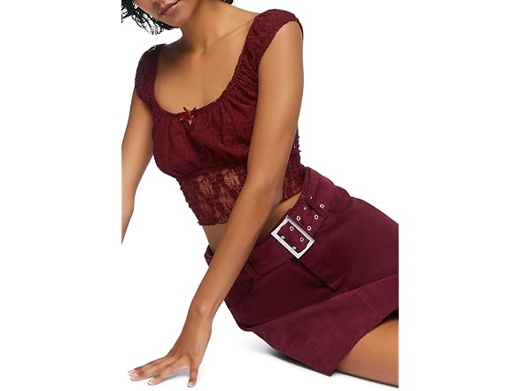 Forever 21 Women's (M) Belted Mini Skirt Merlot Me