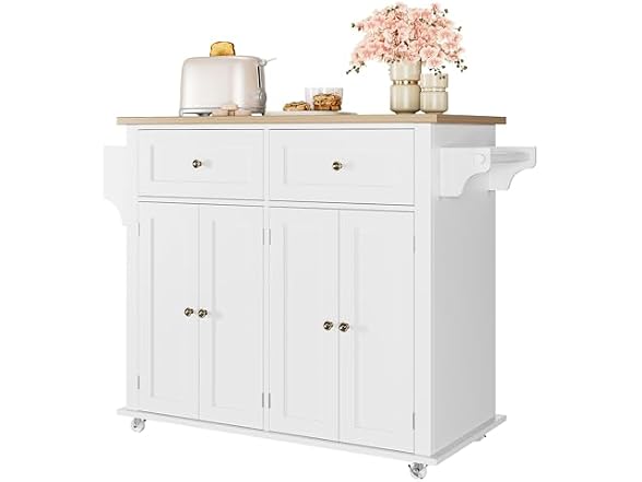 Kitchen Island Cart w/ Drawer, White